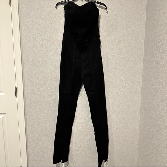 New Zara Strapless Black Denim TRF Stretchy Jumpsuit Small Medium 8197/249 - Picture 5 of 13